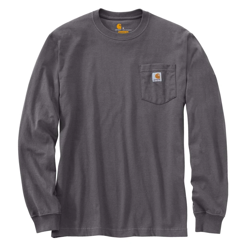 Men's Carhartt Long Sleeve Workwear Pocket T-Shirt Heather - Image 2