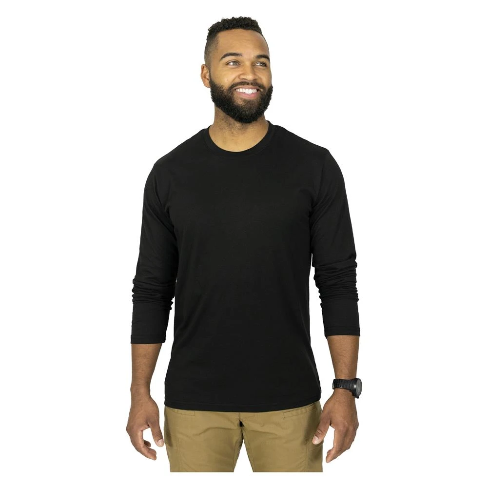 Men's Mission Made Long Sleeve Crew Neck T-Shirts (2 Pack) Black - Image 2