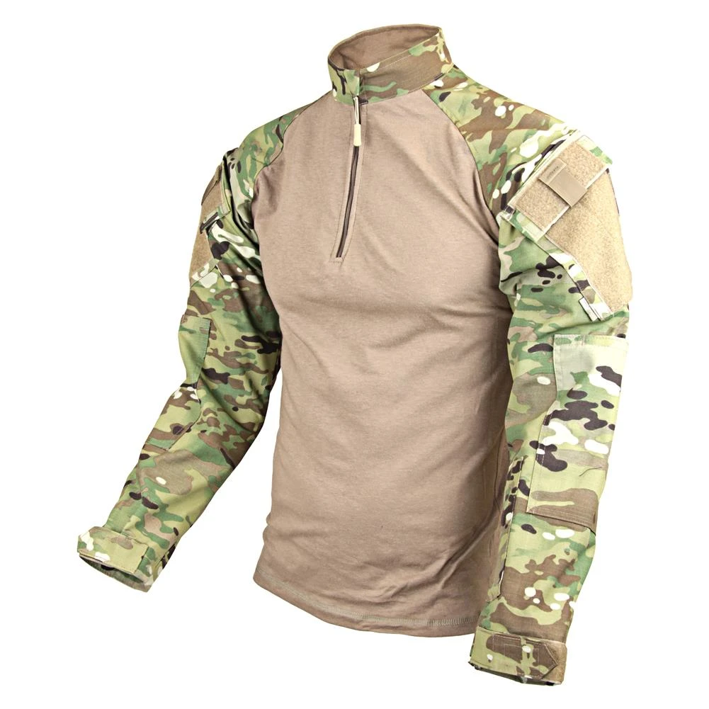 Men's TRU-SPEC Nylon / Cotton 1/4 Zip Tactical Response Combat Shirt Coyote - Image 2