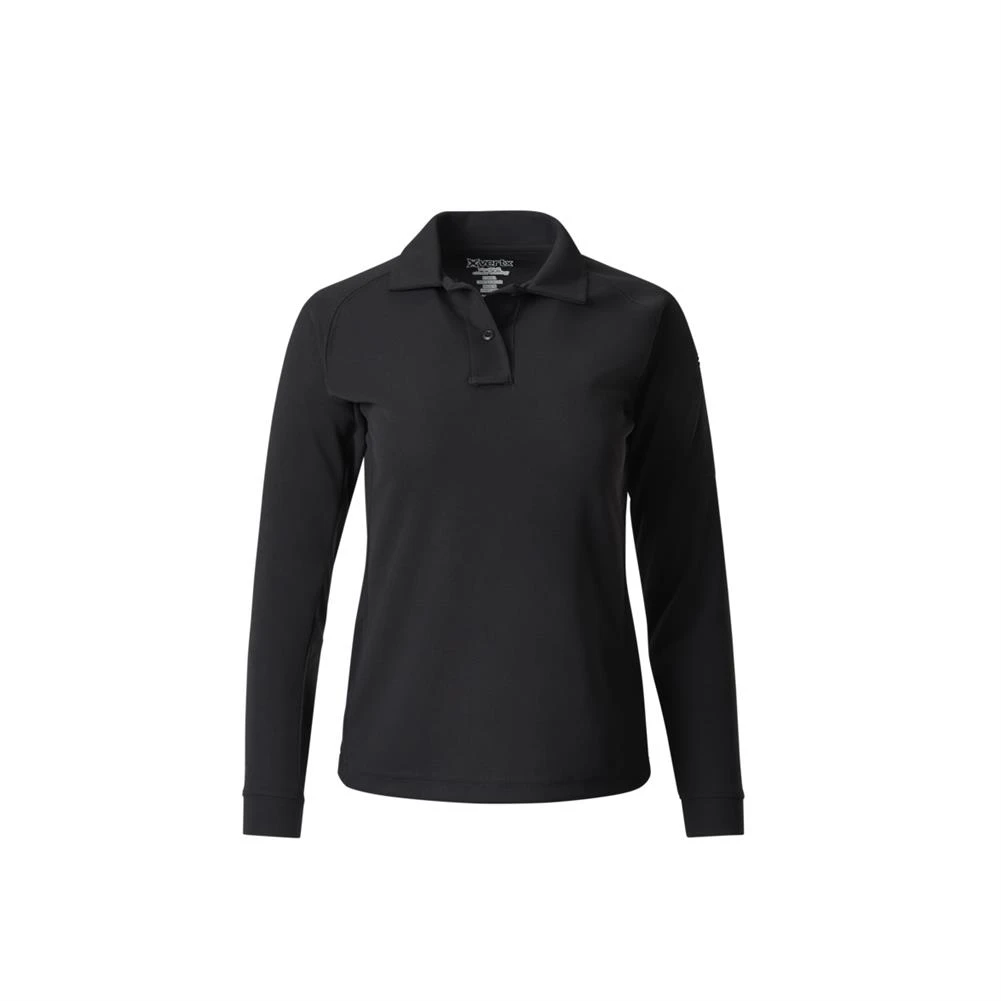 Women's Vertx Coldblack Long Sleeve Polo Black~2 - Image 2
